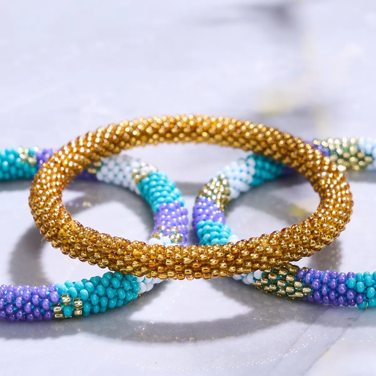 Golden Chalice | Himalayan Glass Bead Bracelet