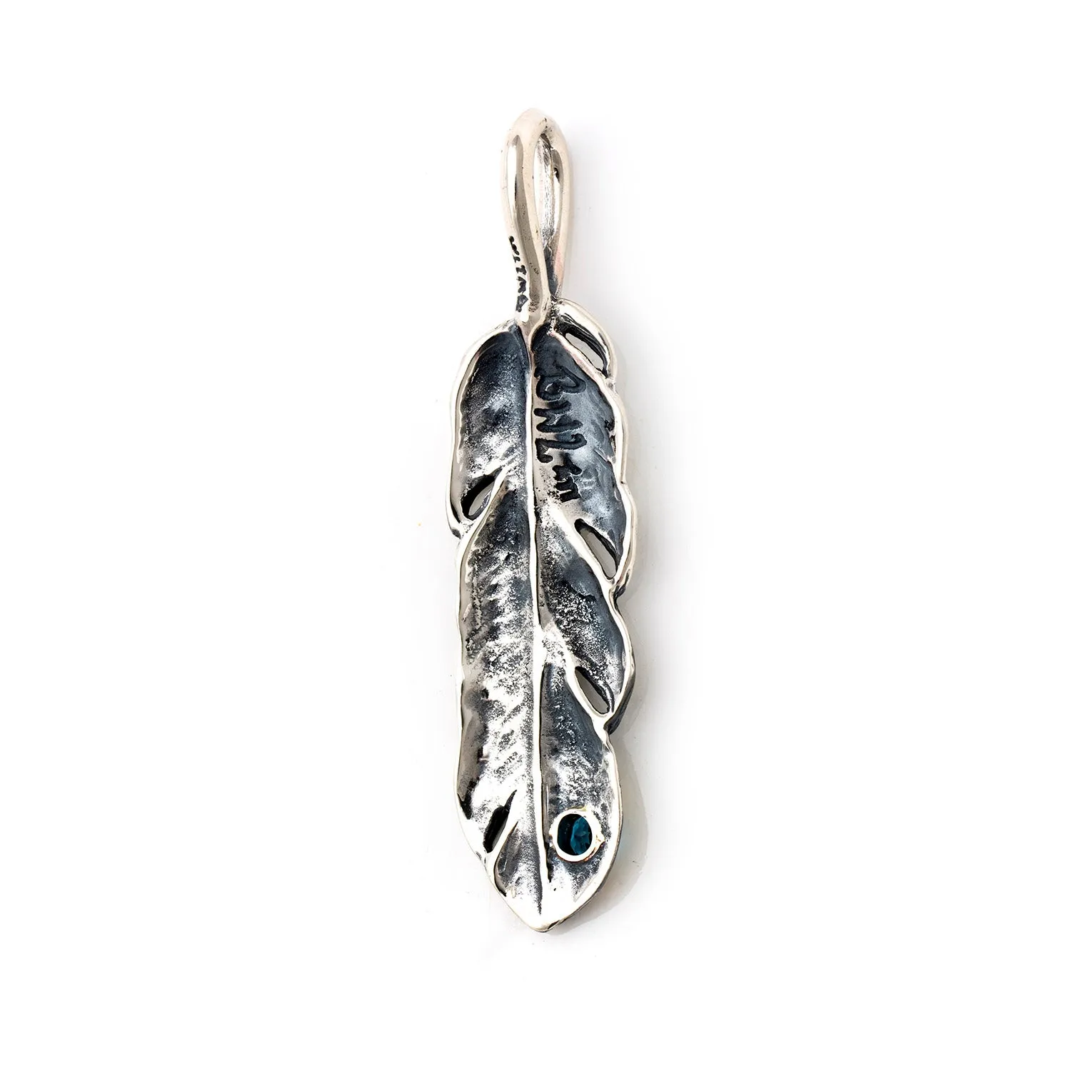 Graffiti Feather Medium with Stone and Gold Overlay Pendant