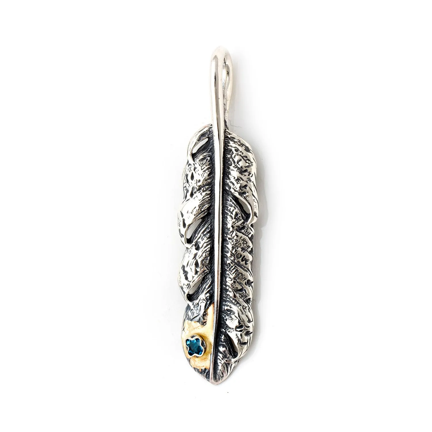 Graffiti Feather Medium with Stone and Gold Overlay Pendant