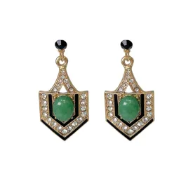 Green Eygptian 1920 style earrings: Natural Stone Jade Earrings