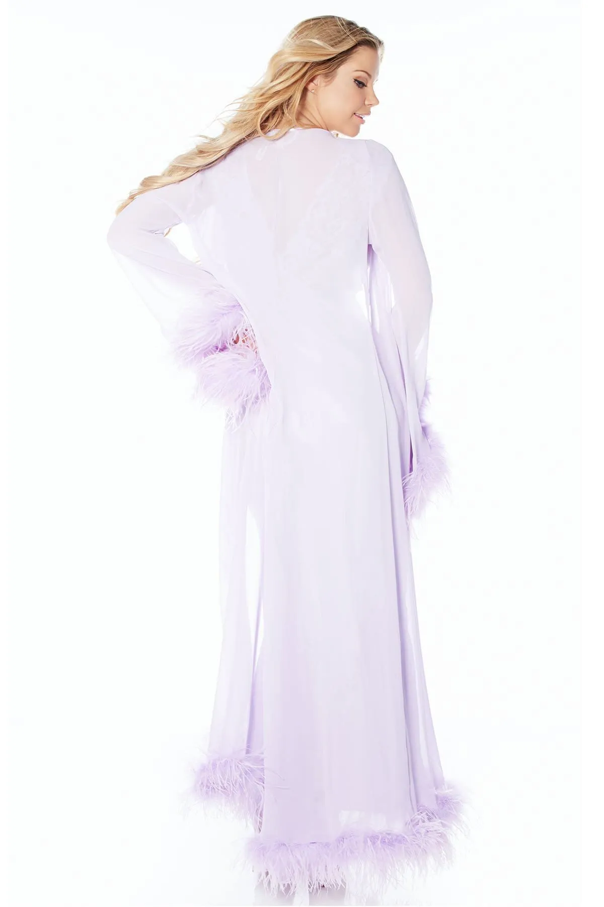 Harlow Ostrich Trim Robe - FINAL SALE