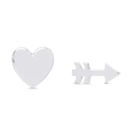 Heart & Arrow Stud Earrings in Sterling Silver