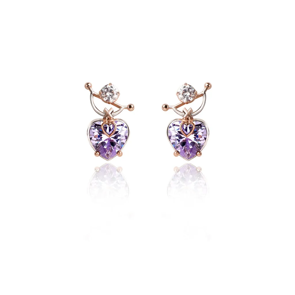 Heart Stud Earrings [Lavender gems]