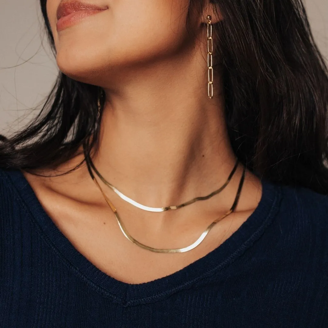 Hera 4mm Herringbone Necklace (Gold)