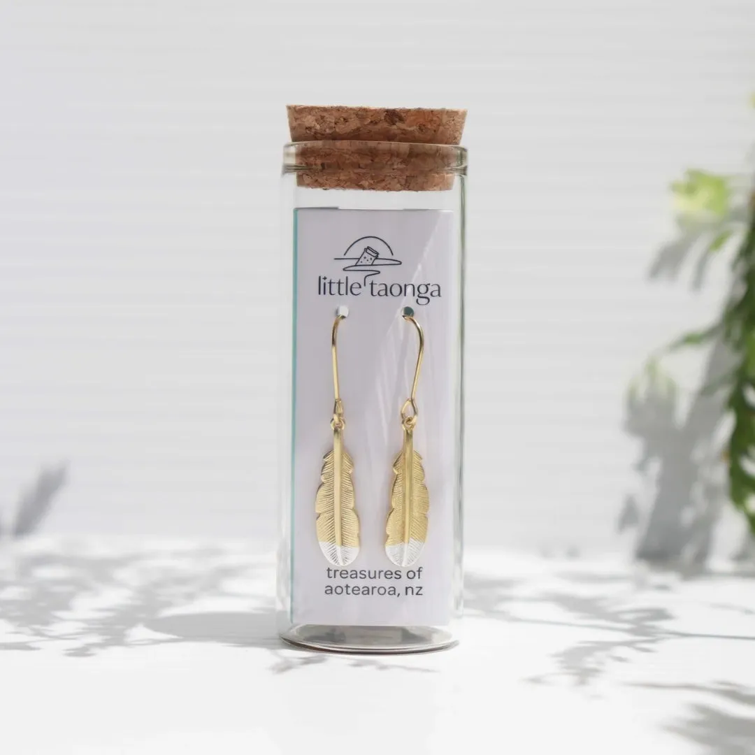 Huia Feather Earrings Gold