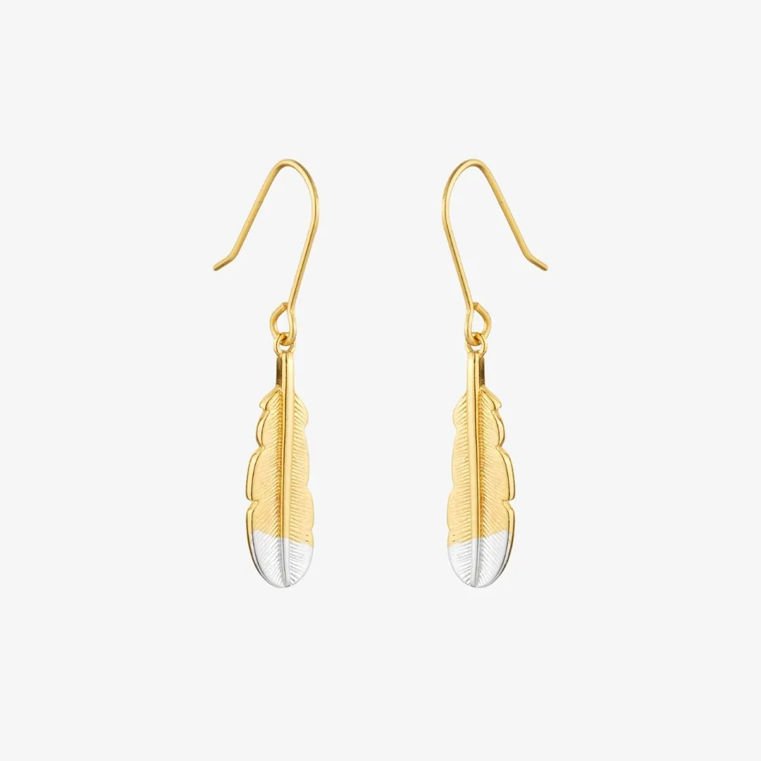 Huia Feather Earrings Gold