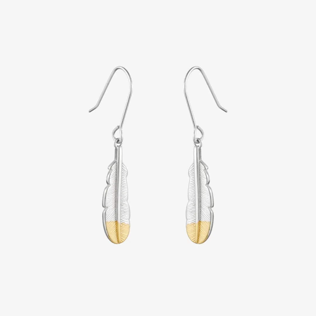 Huia Feather Earrings Silver