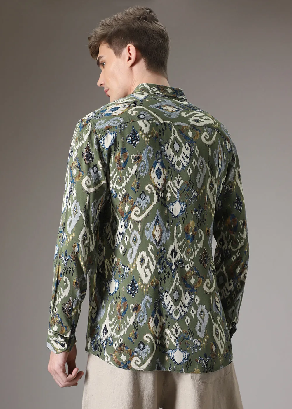 Ikat Green Feather Shirt