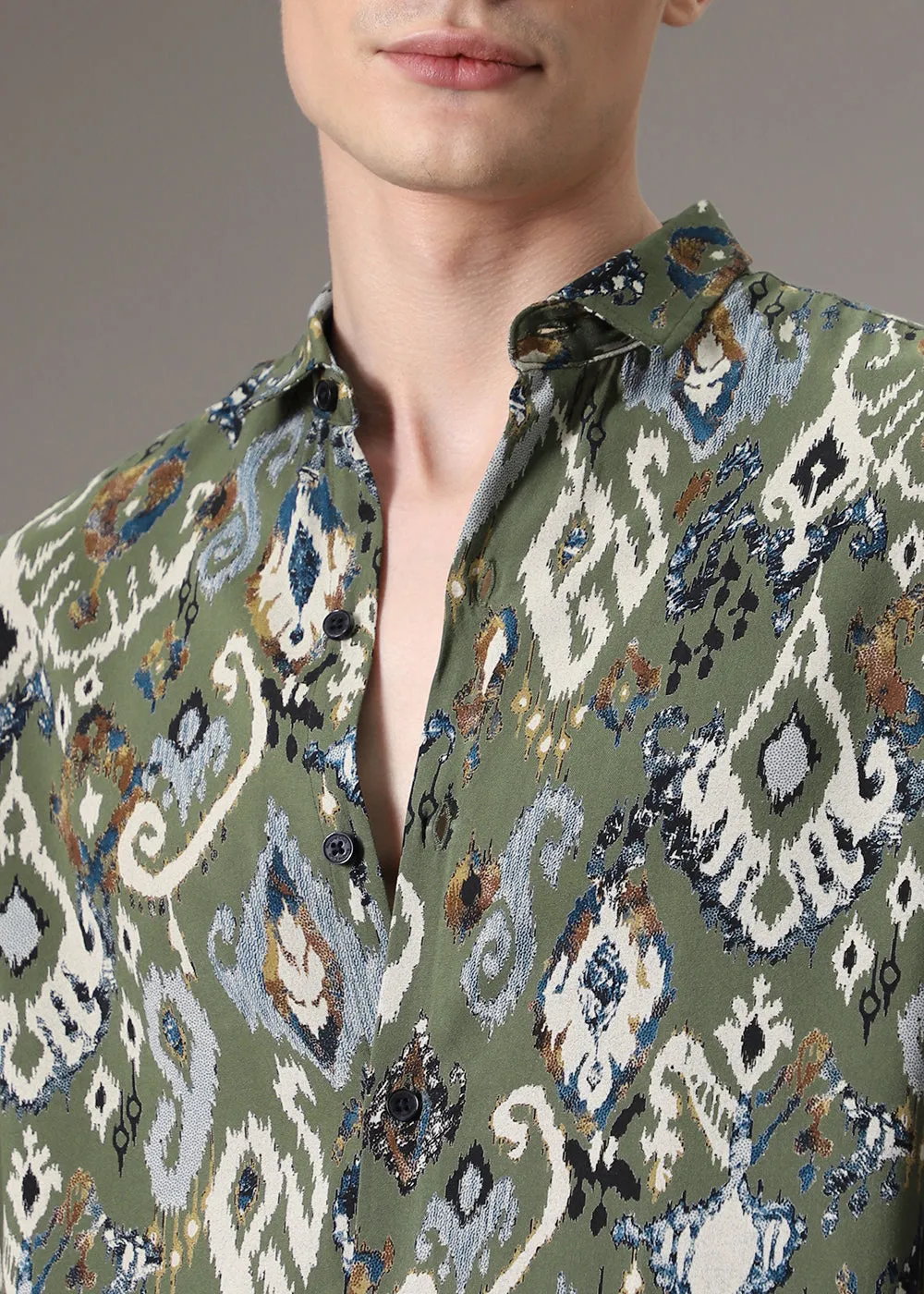 Ikat Green Feather Shirt