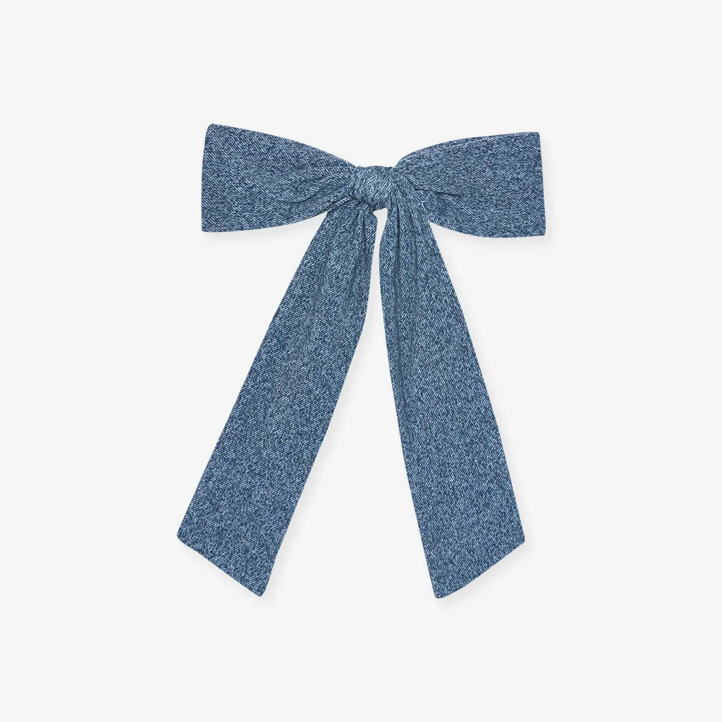 Indigo Denim Luxe Bow Hair Clip