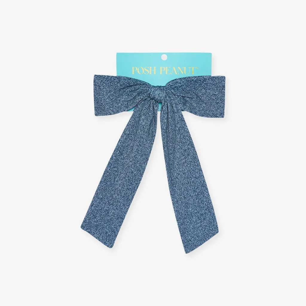 Indigo Denim Luxe Bow Hair Clip