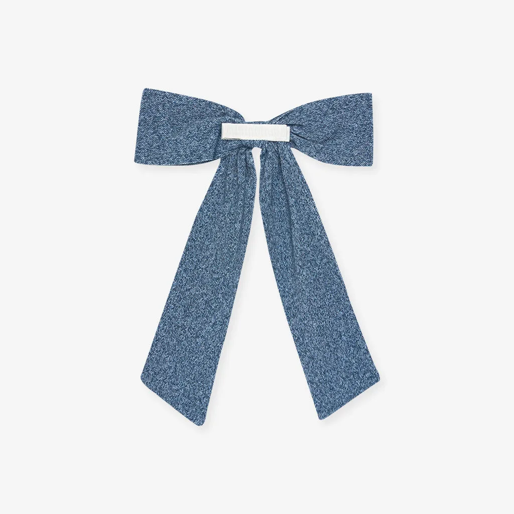 Indigo Denim Luxe Bow Hair Clip