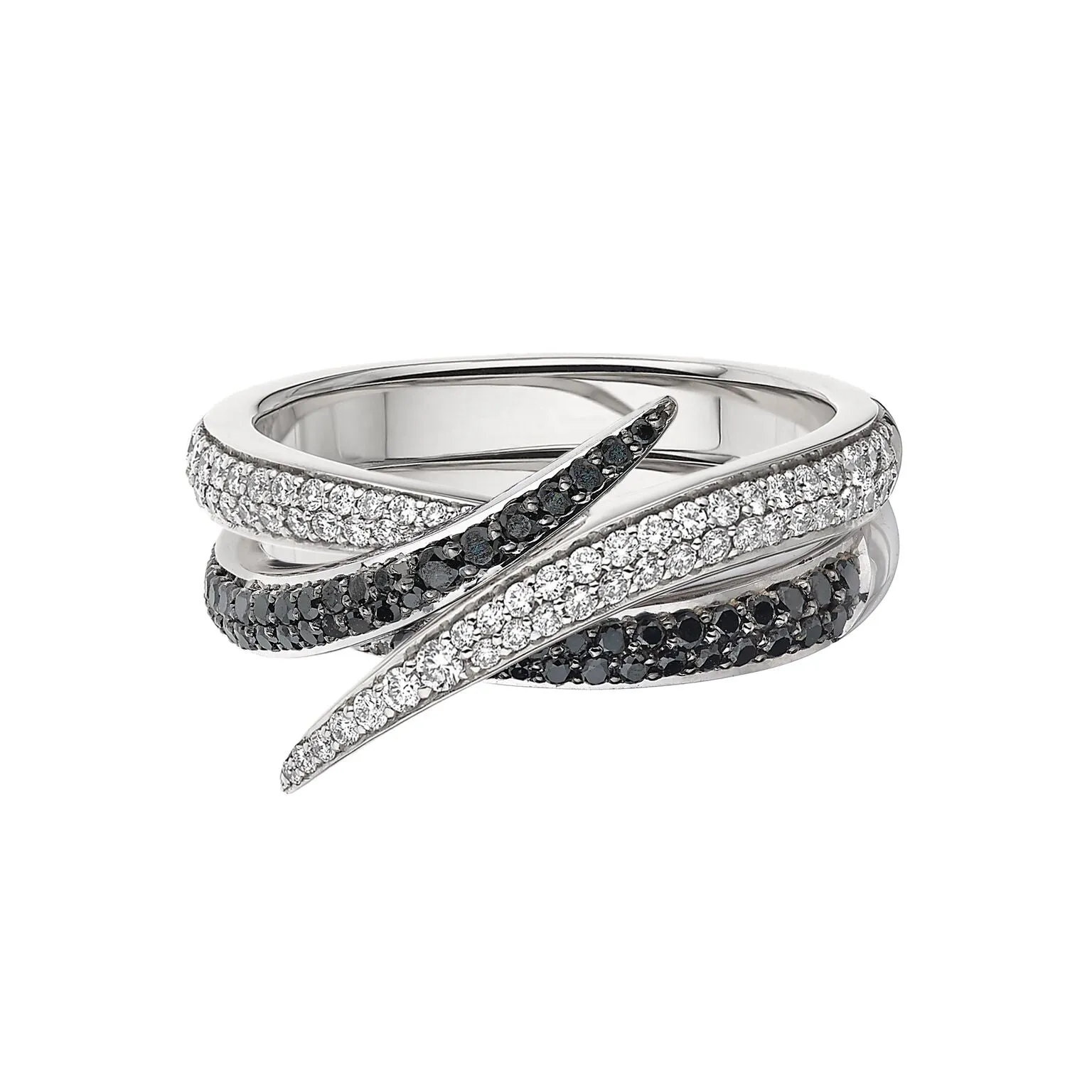 Interlocking Duo Ring - 18ct White Gold Black and White Diamond