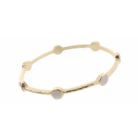 IVORY STONE ROUNDED SQUARE STATION BANGLE BRACELET