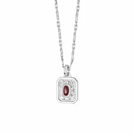 January Garnet Birthstone Necklace Sterling Silver