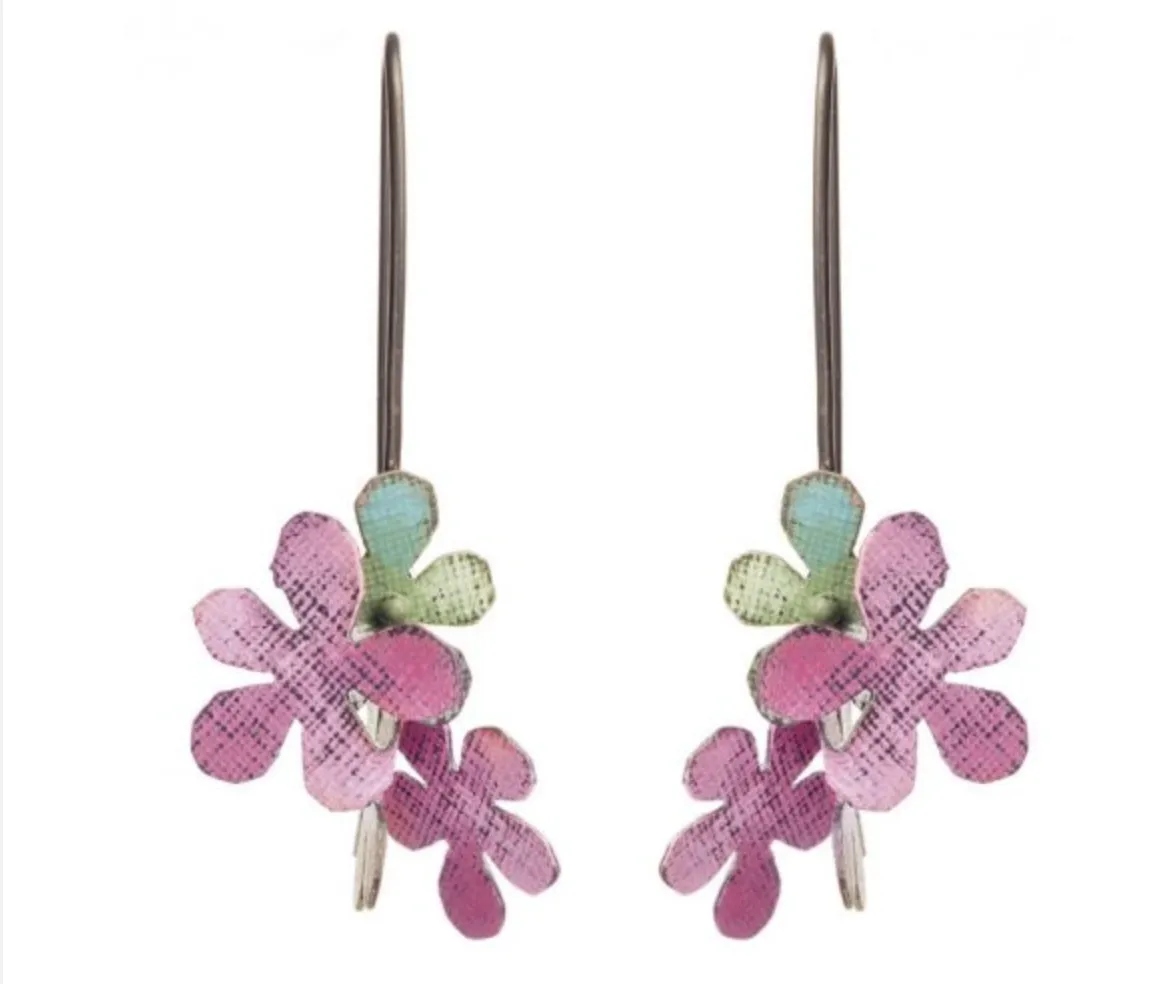 Jasmine drop earrings in pink and green