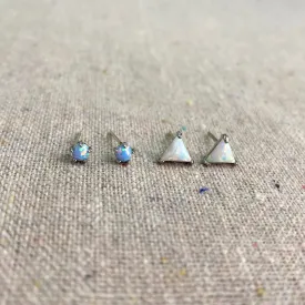 La Petite Posts • Blue Opal • Rhodium