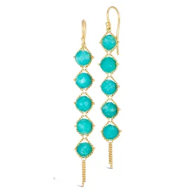 Long Textile Earrings in Amazonite