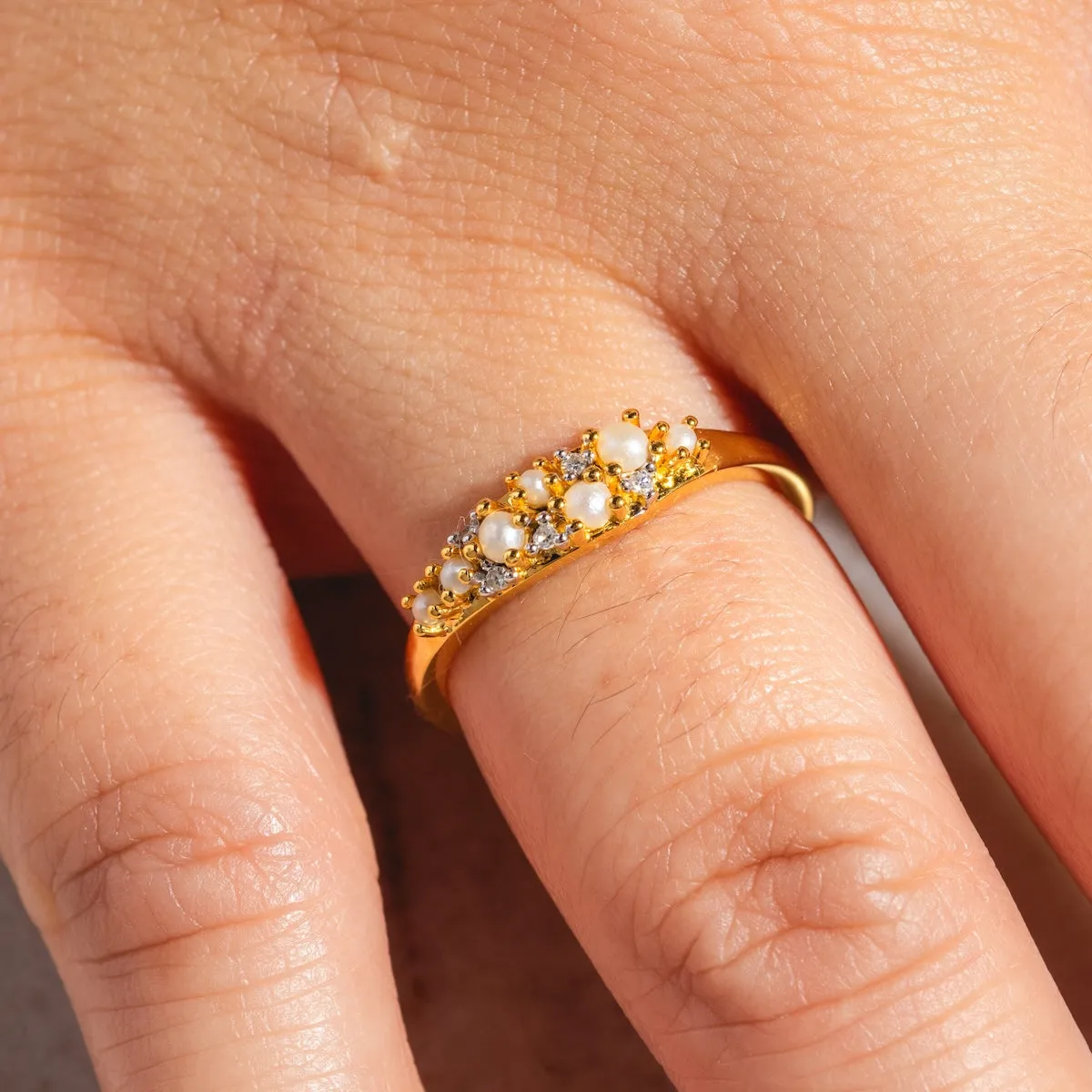 Madeline Pearl and Diamond Scatter Ring