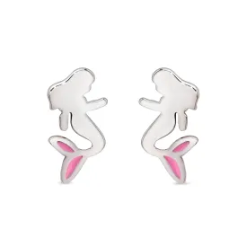 Mermaid Stud Earrings in Sterling Silver