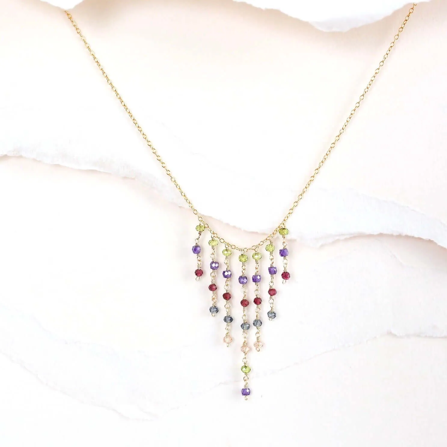 Mini Gemstone Fringe Necklaces