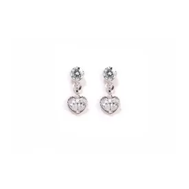 Mini Love Song Stud Earrings [White gems/White gold]