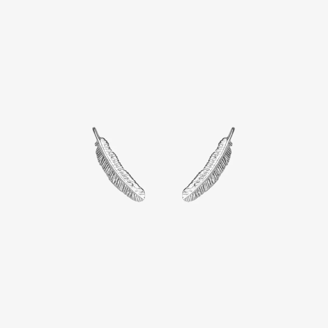 Miromiro Feather Stud Earrings Silver