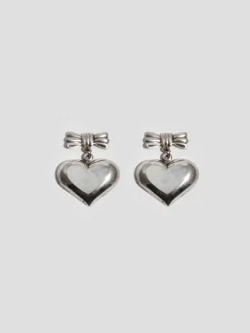 Mother of Pearl Heart & Bow Drop Earrings - Vintage Capsule