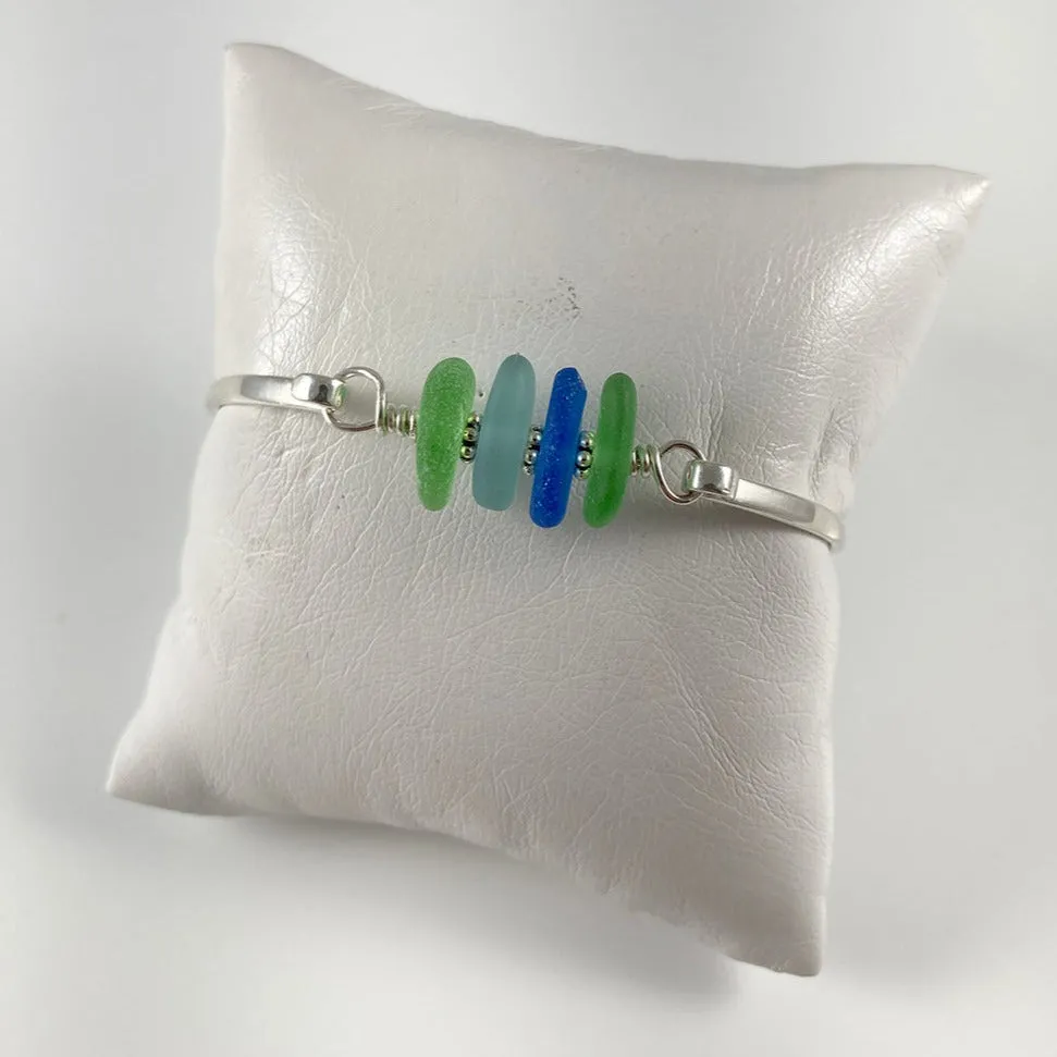 Multi-Colored Sea Glass & Sterling Silver Bracelet