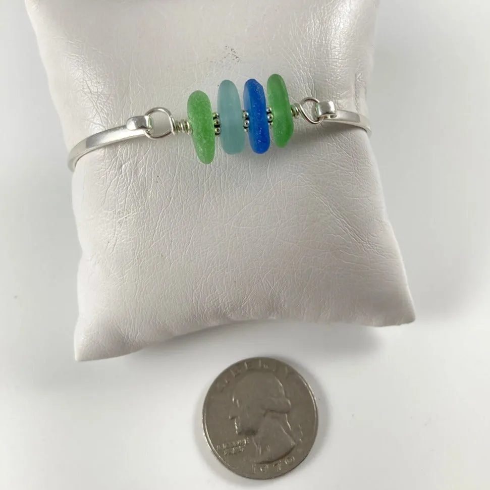 Multi-Colored Sea Glass & Sterling Silver Bracelet