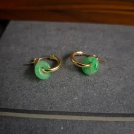 Myanmar Jade Leverback Hoop Earrings / 14k Gold-filled #1