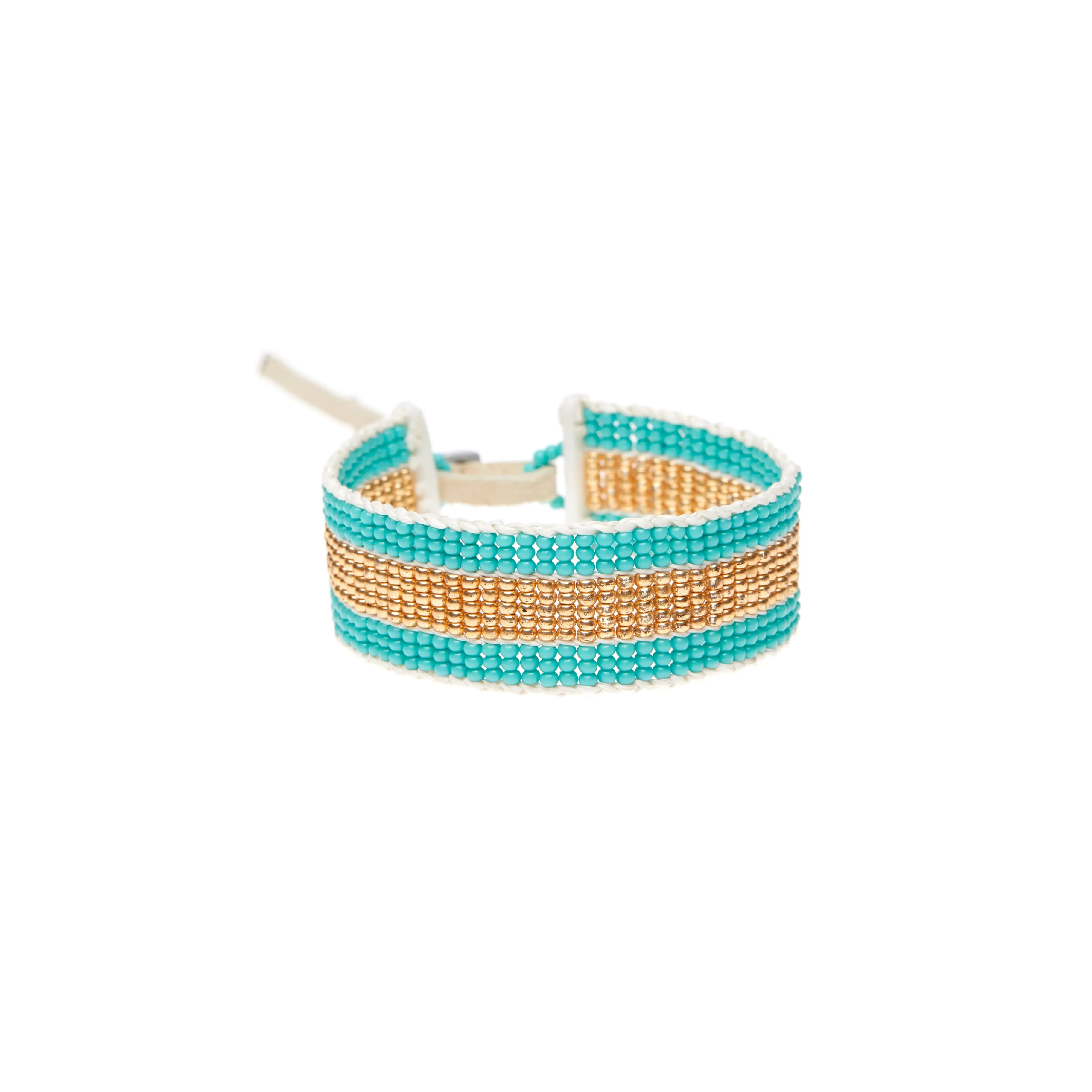 Narrow Stripe Warrior Bracelet - TURQUOISE/GOLD