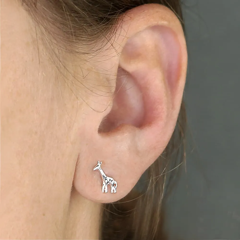 NEW: Silver Giraffe Earrings, Giraffe Studs Animal Jewellery