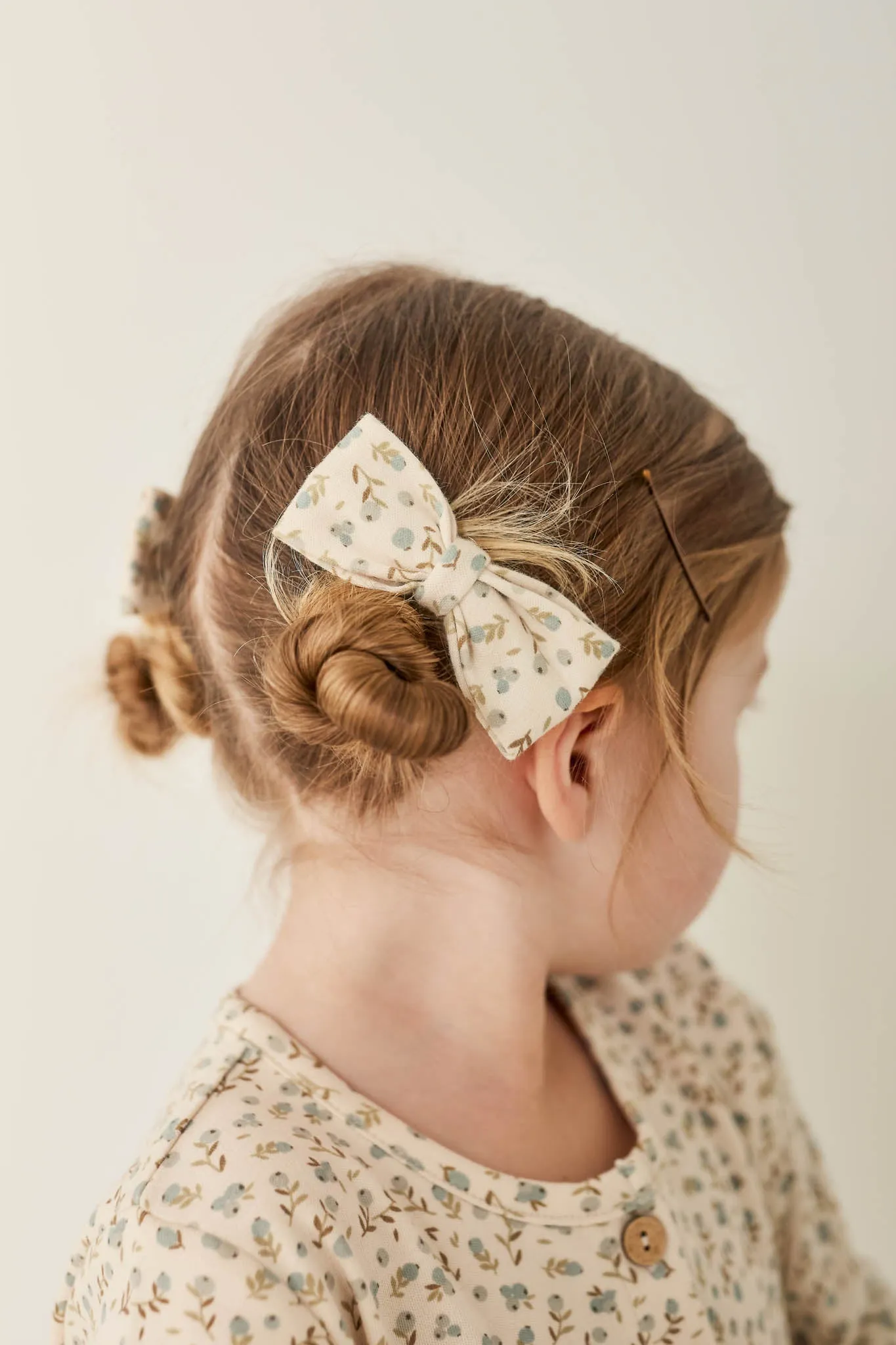 Organic Cotton Bow 2PK - Blueberry Ditsy