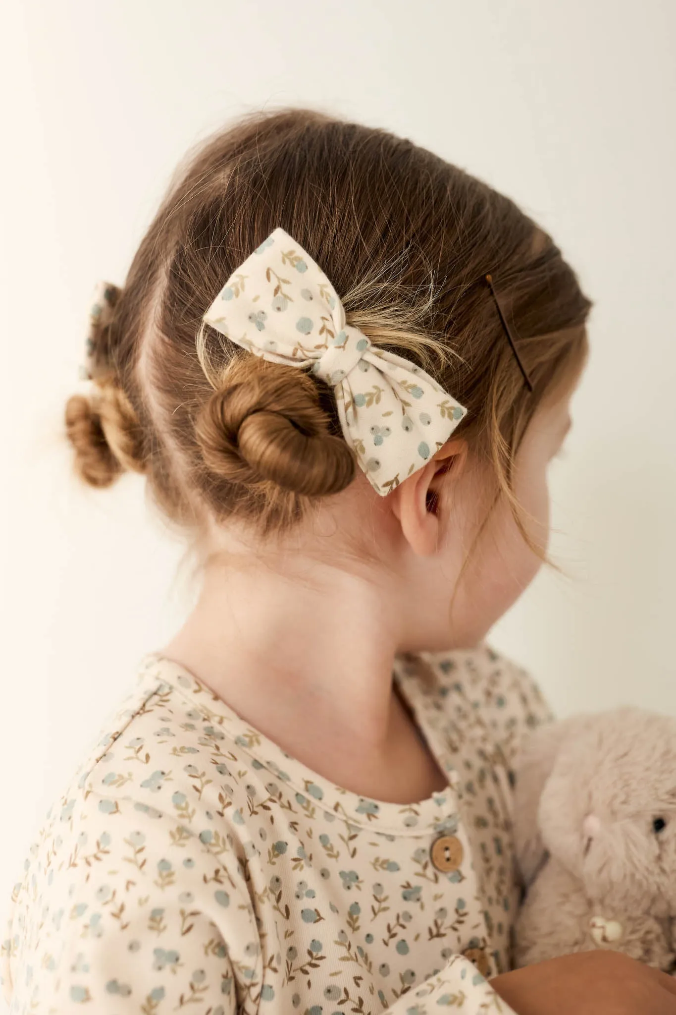 Organic Cotton Bow 2PK - Blueberry Ditsy