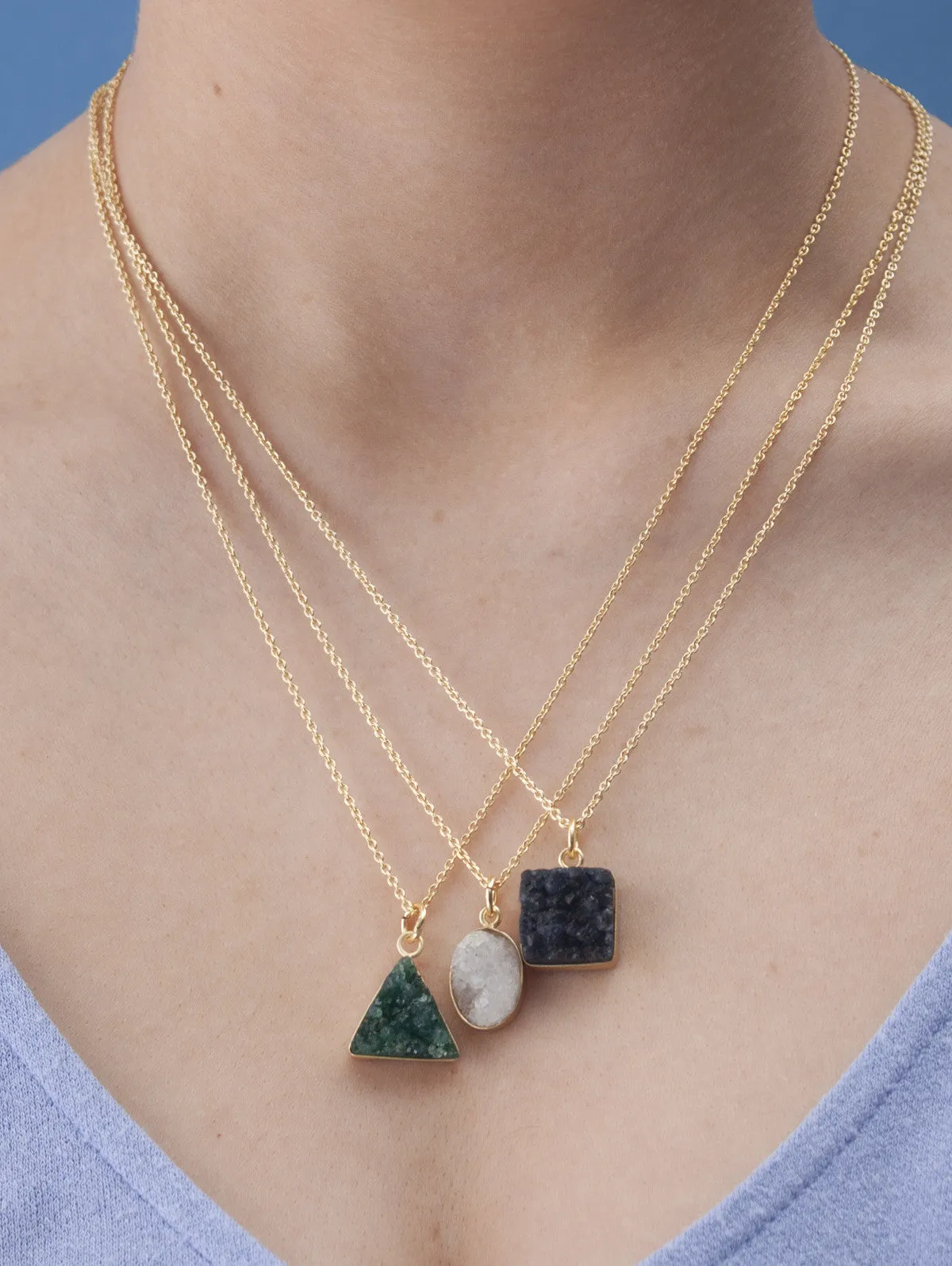 Oval Druzy Necklaces