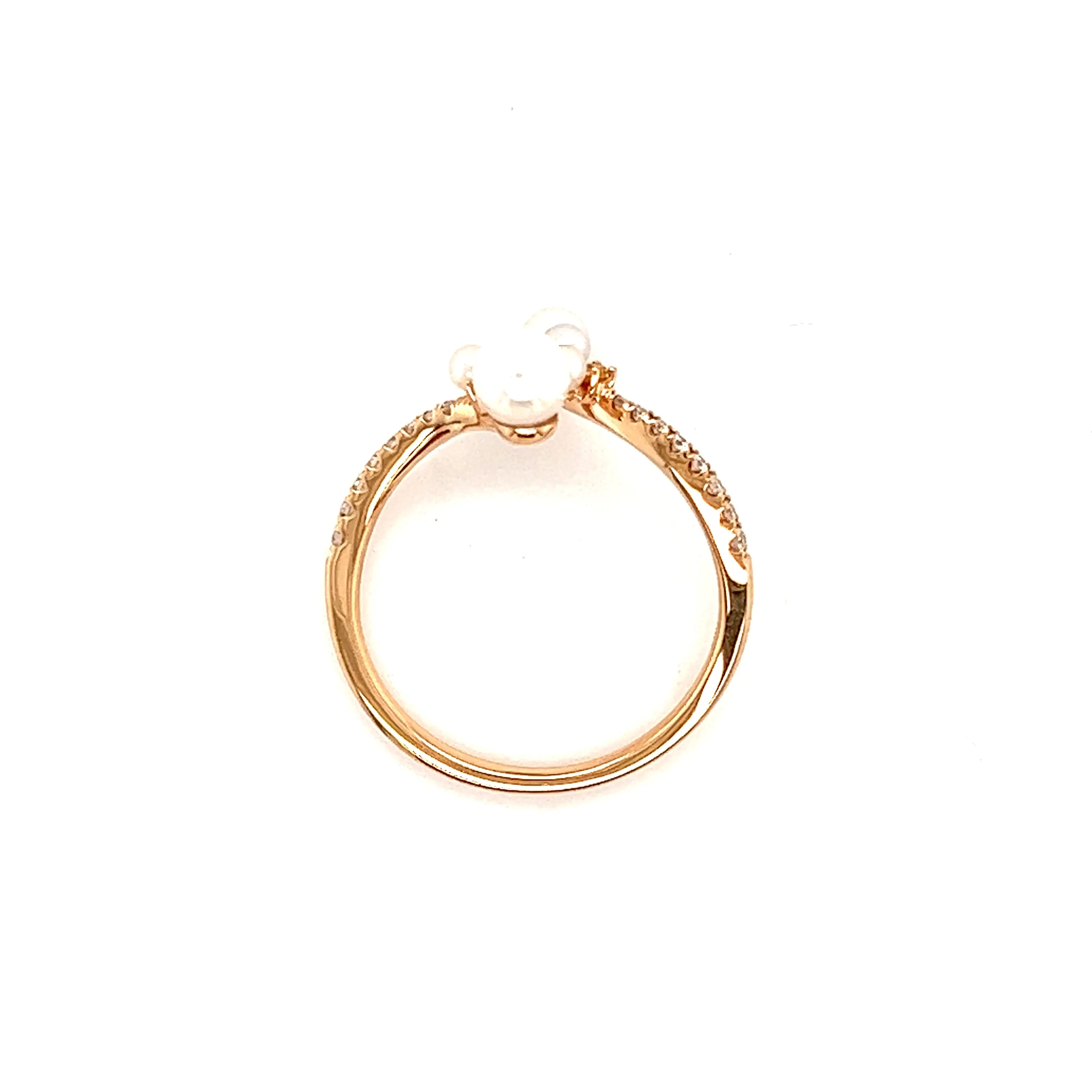 Pearl Bypass Ring with Yellow Sapphires and Diamonds in 18K Rose Gold