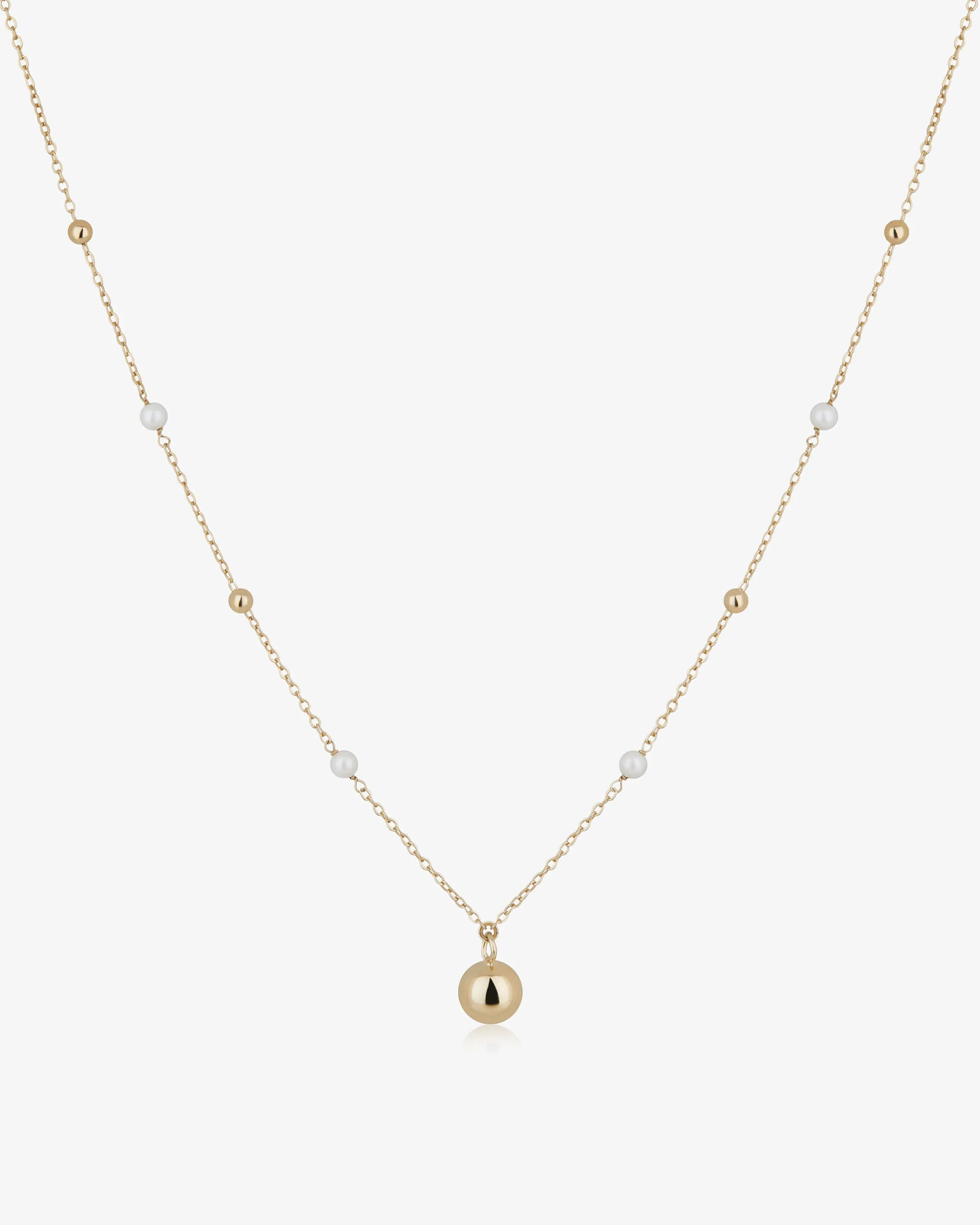 Pearl Chain Necklace - 22 Carat Gold Gilded