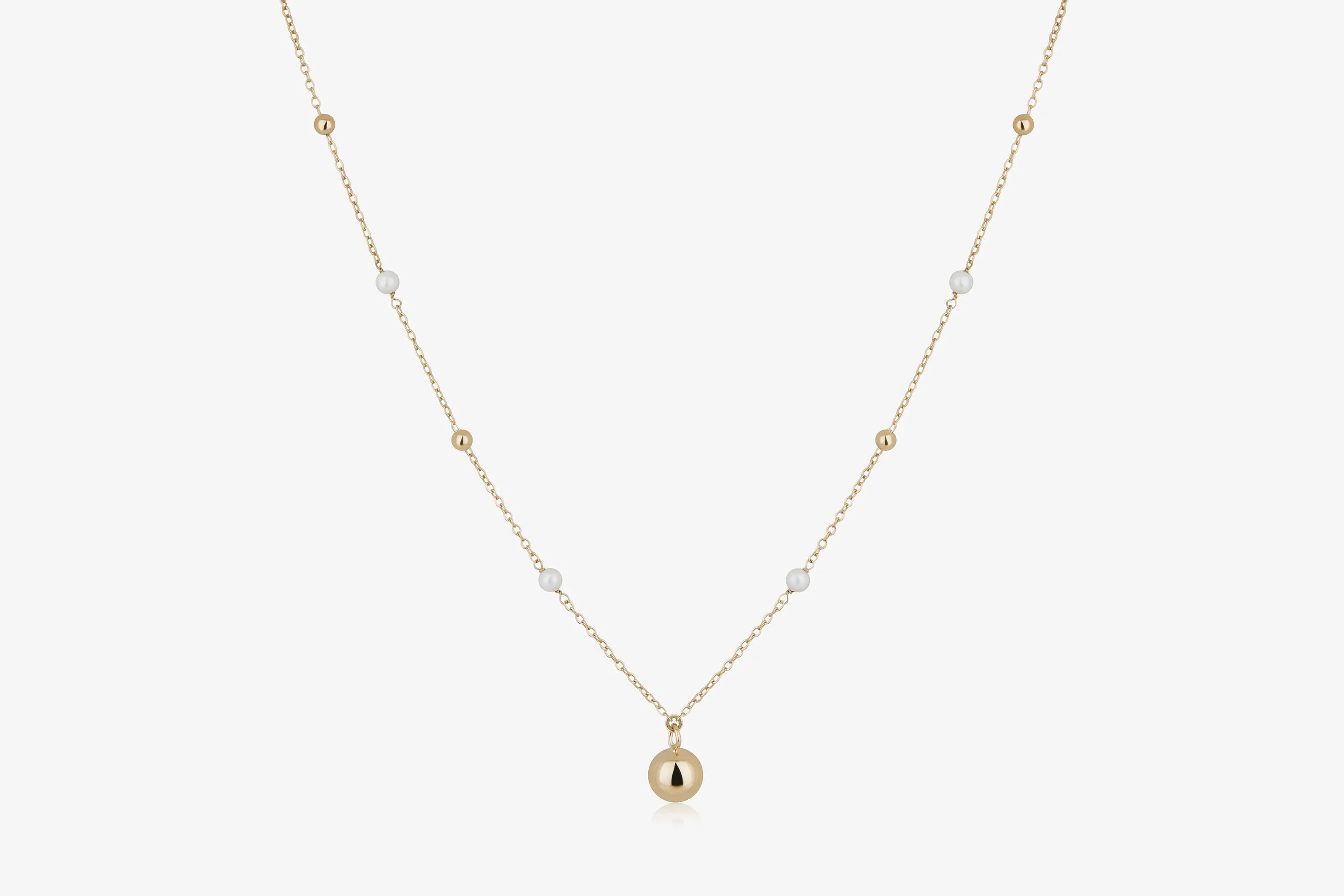 Pearl Chain Necklace - 22 Carat Gold Gilded