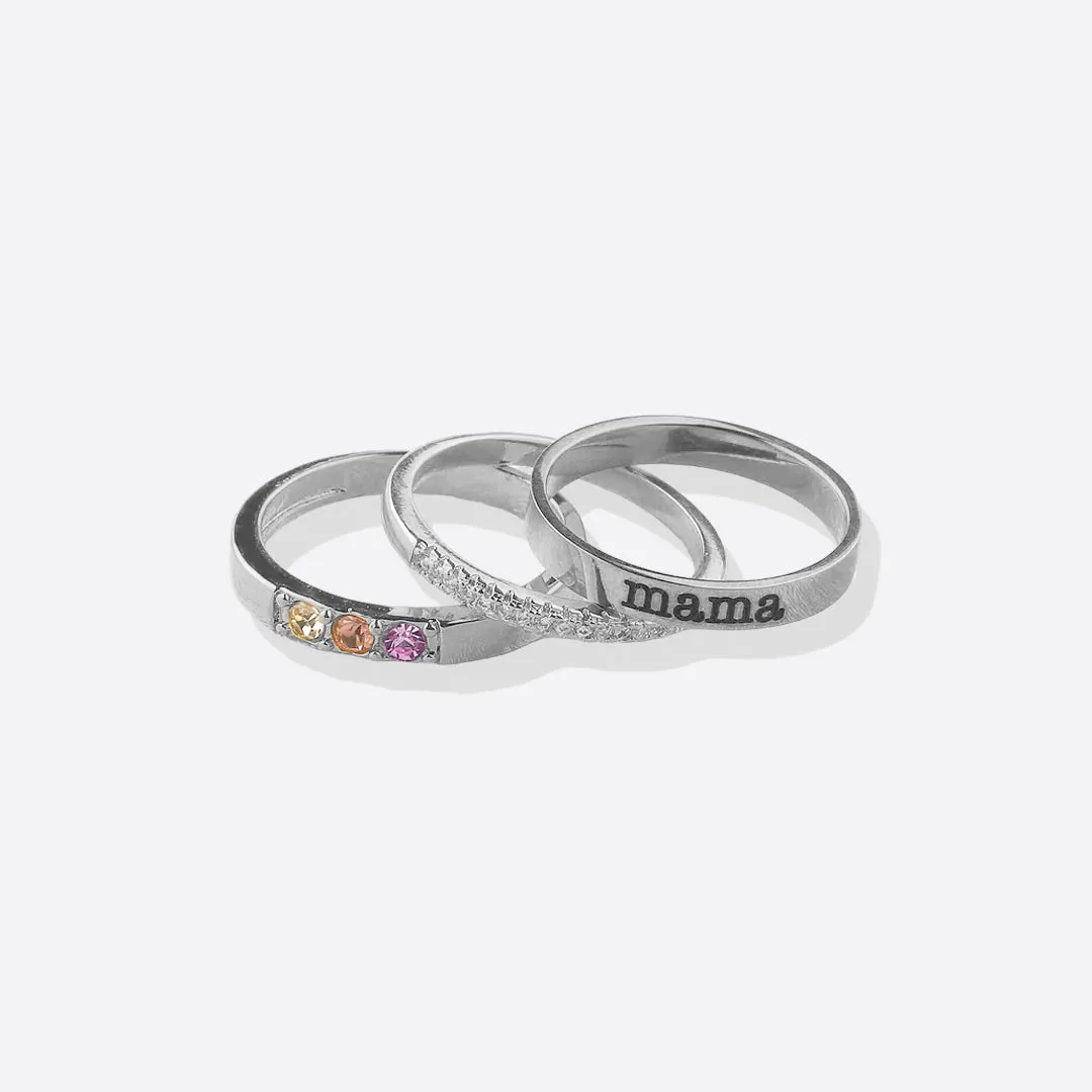 Personalized Birthstones Stacking Name Rings