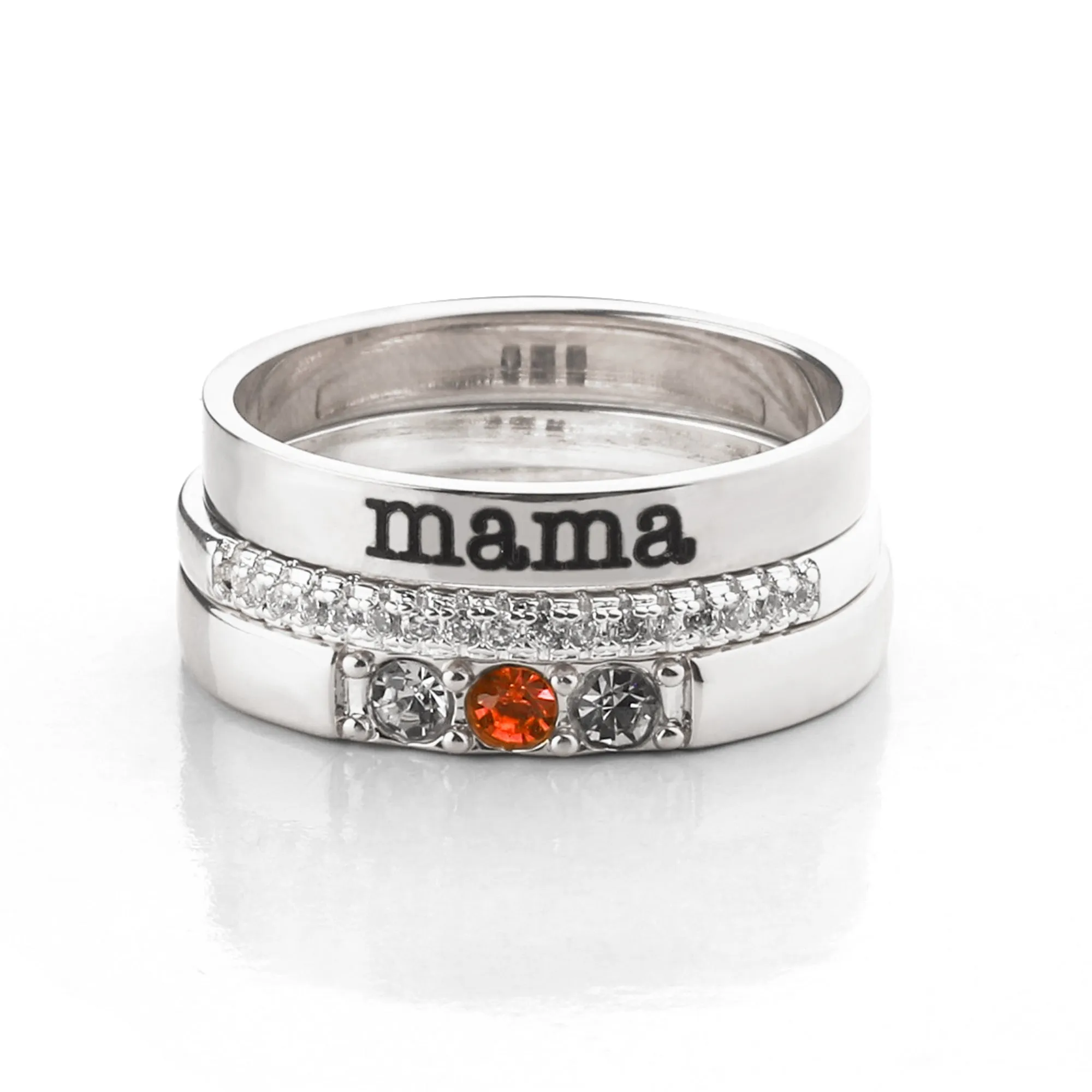 Personalized Birthstones Stacking Name Rings