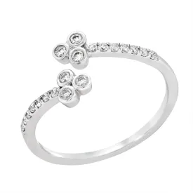 PETITE WHITE GOLD BYPASS RING WITH DIAMONDS, .20 CT TW