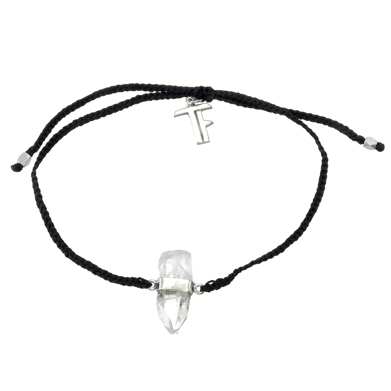 QUARTZ CRYSTAL BRACELET - BLACK - SILVER