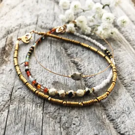 "Billie" Collection Set of Three Gemstone Beaded Bracelets