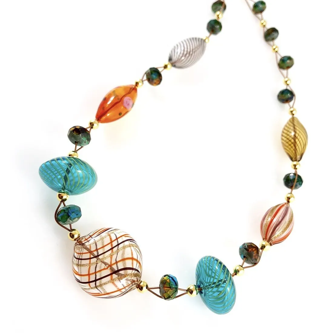 "Blown Glass Orb" Necklace (Multi-Colour)