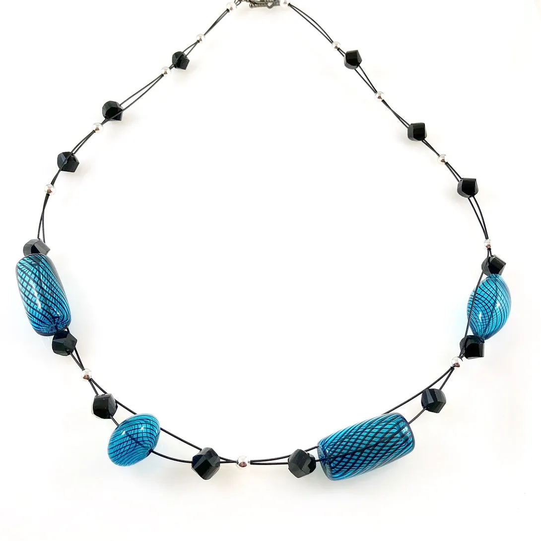 "Blown Glass Orb" Necklace (Turquoise)