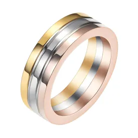 Reriti Intensity 18K gold plated 3 Color Cylinder Finger Ring