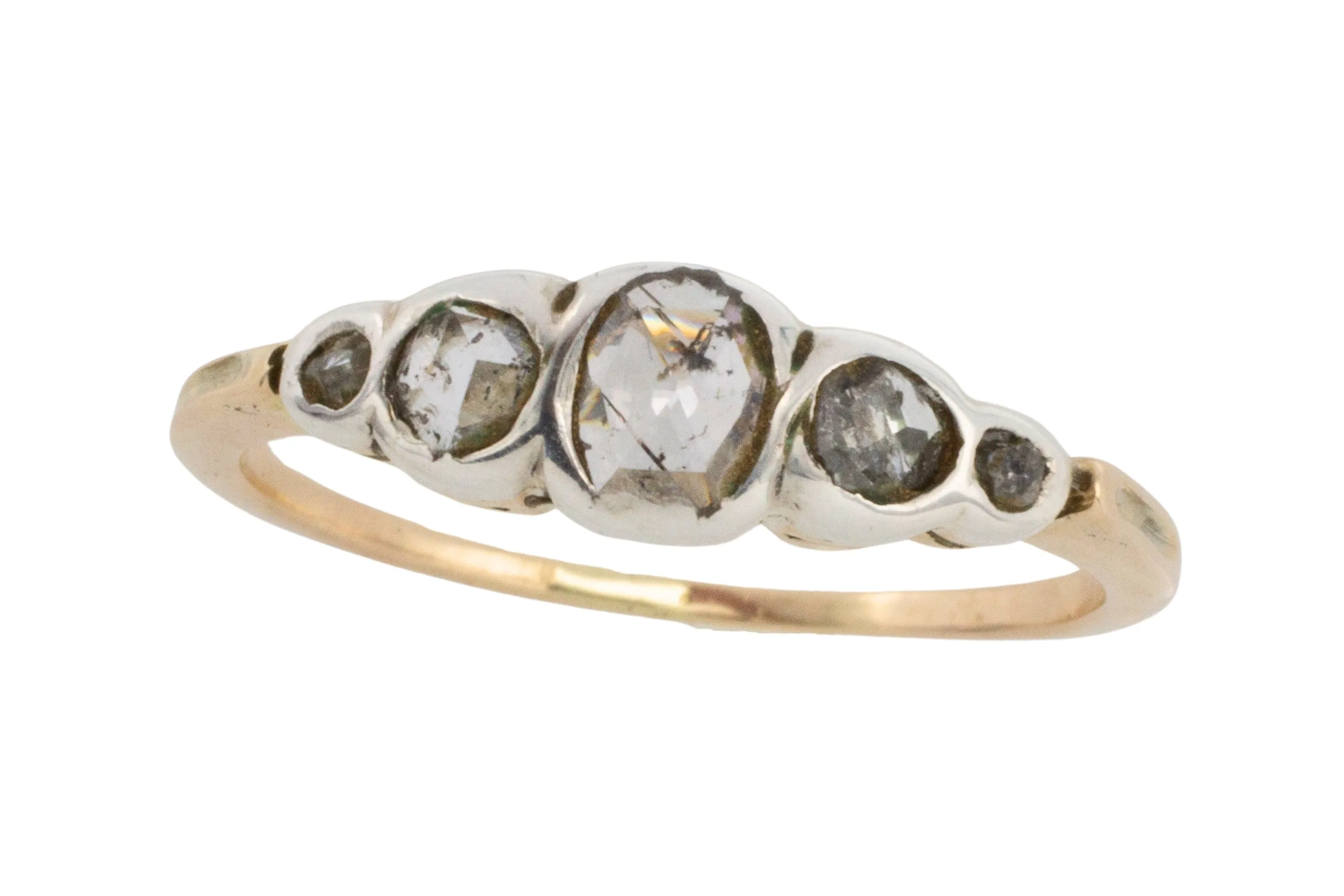 Rose diamond ring in silver and gold