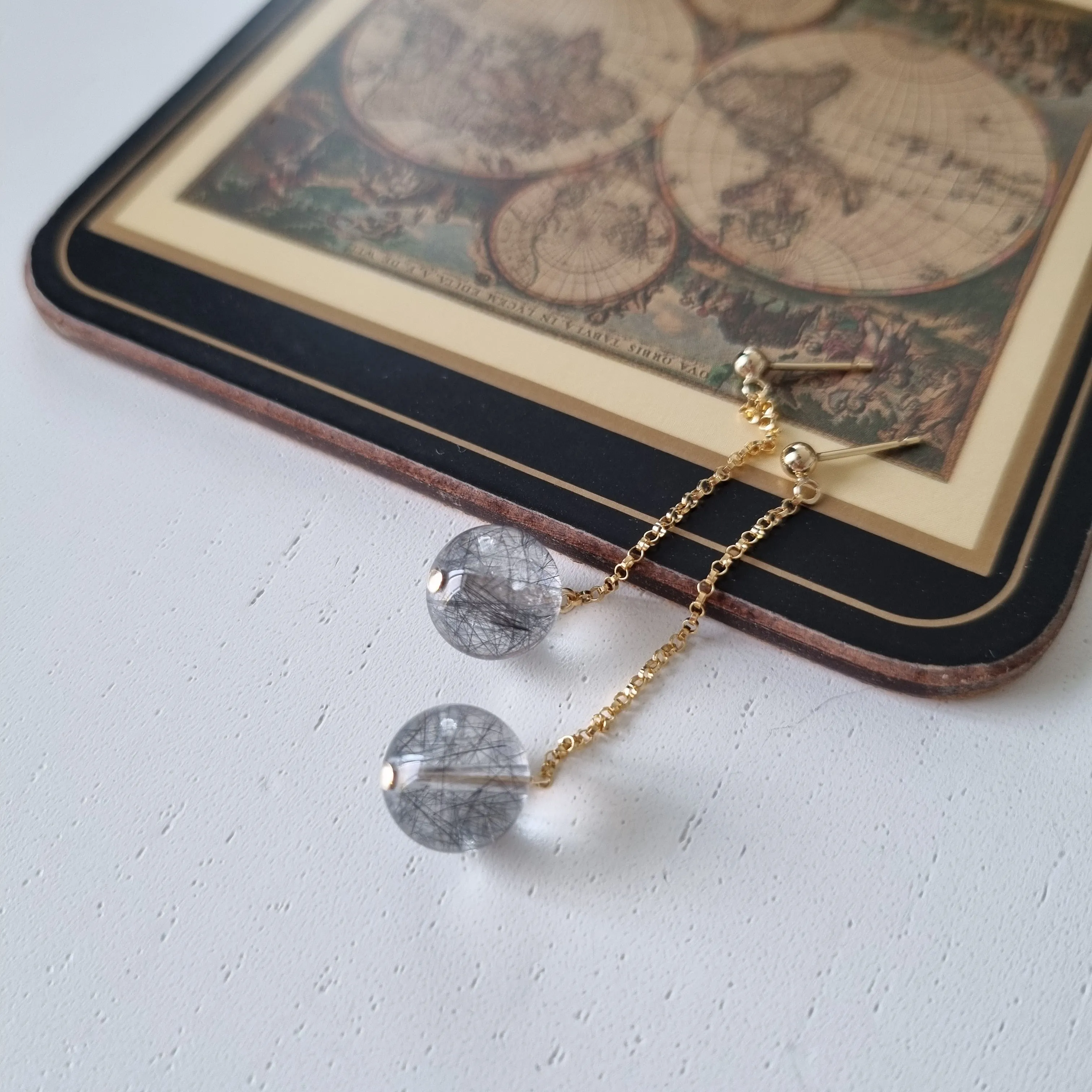 Ruchel Earrings / Black Rutilated Quartz