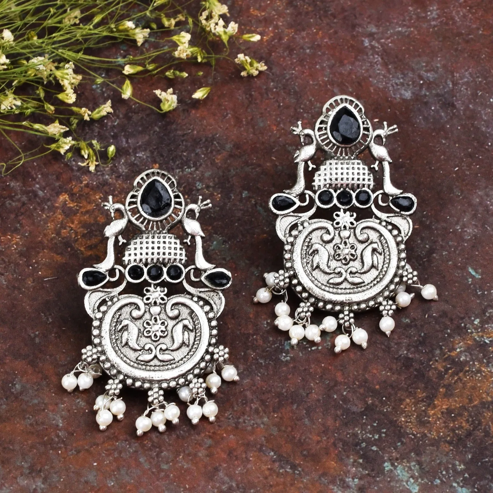 Sarika Peacock Stud Earring